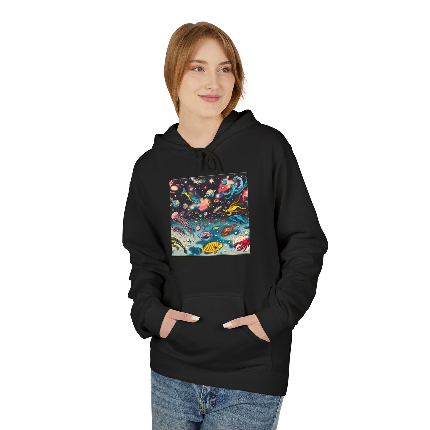 Galactic Dreams Fleece Hoodie, Soft Hoodie for Stargazers, Cozy Universe Apparel, Perfect for Astronomy Lovers, Gift for Space Enthusiasts