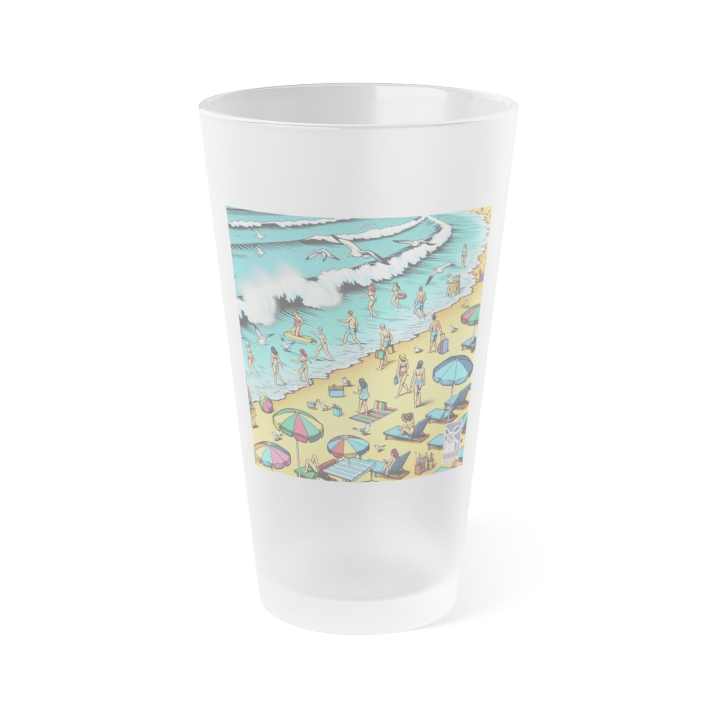 TIDEHARE Beach Scene Frosted Pint Glass