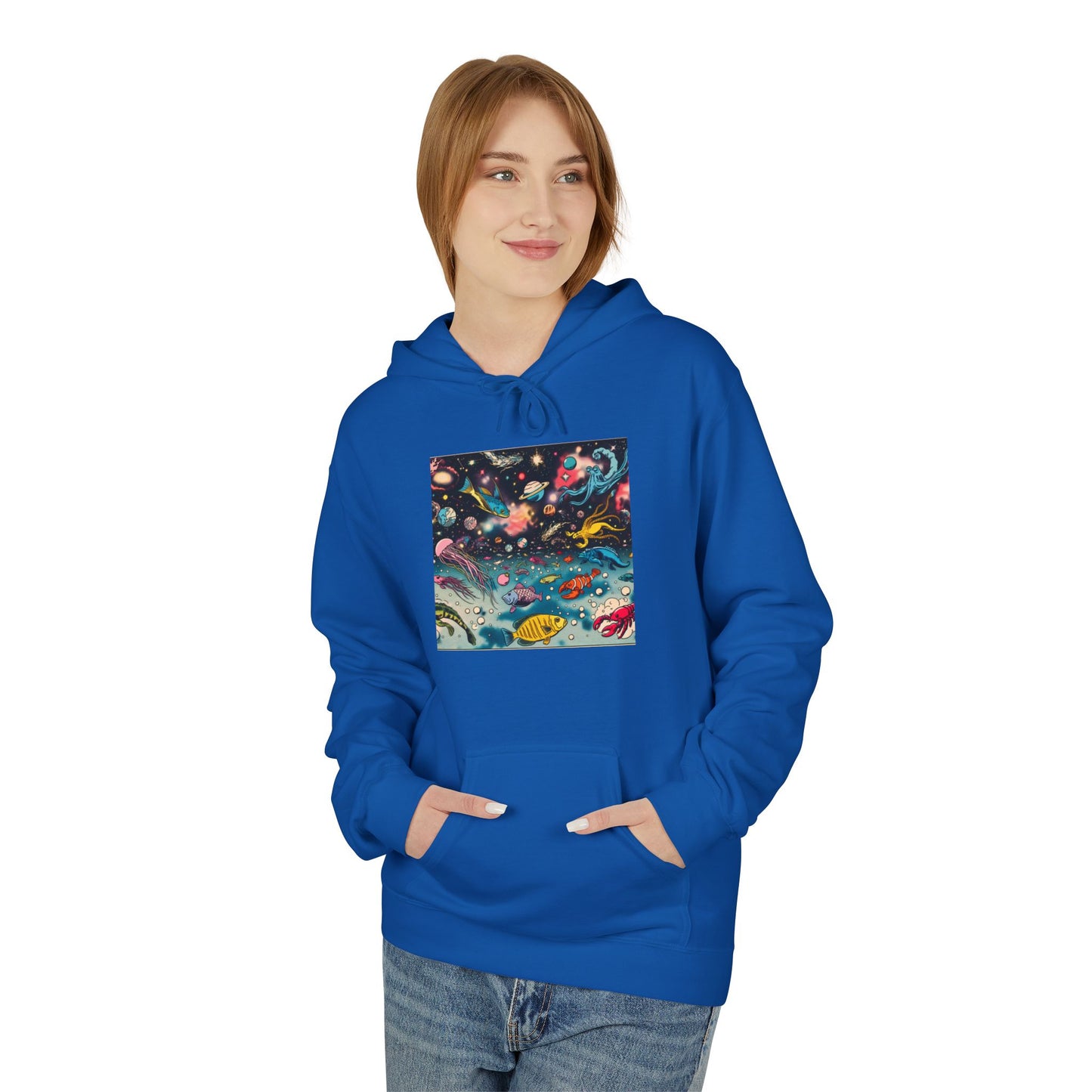 Galactic Dreams Fleece Hoodie, Soft Hoodie for Stargazers, Cozy Universe Apparel, Perfect for Astronomy Lovers, Gift for Space Enthusiasts