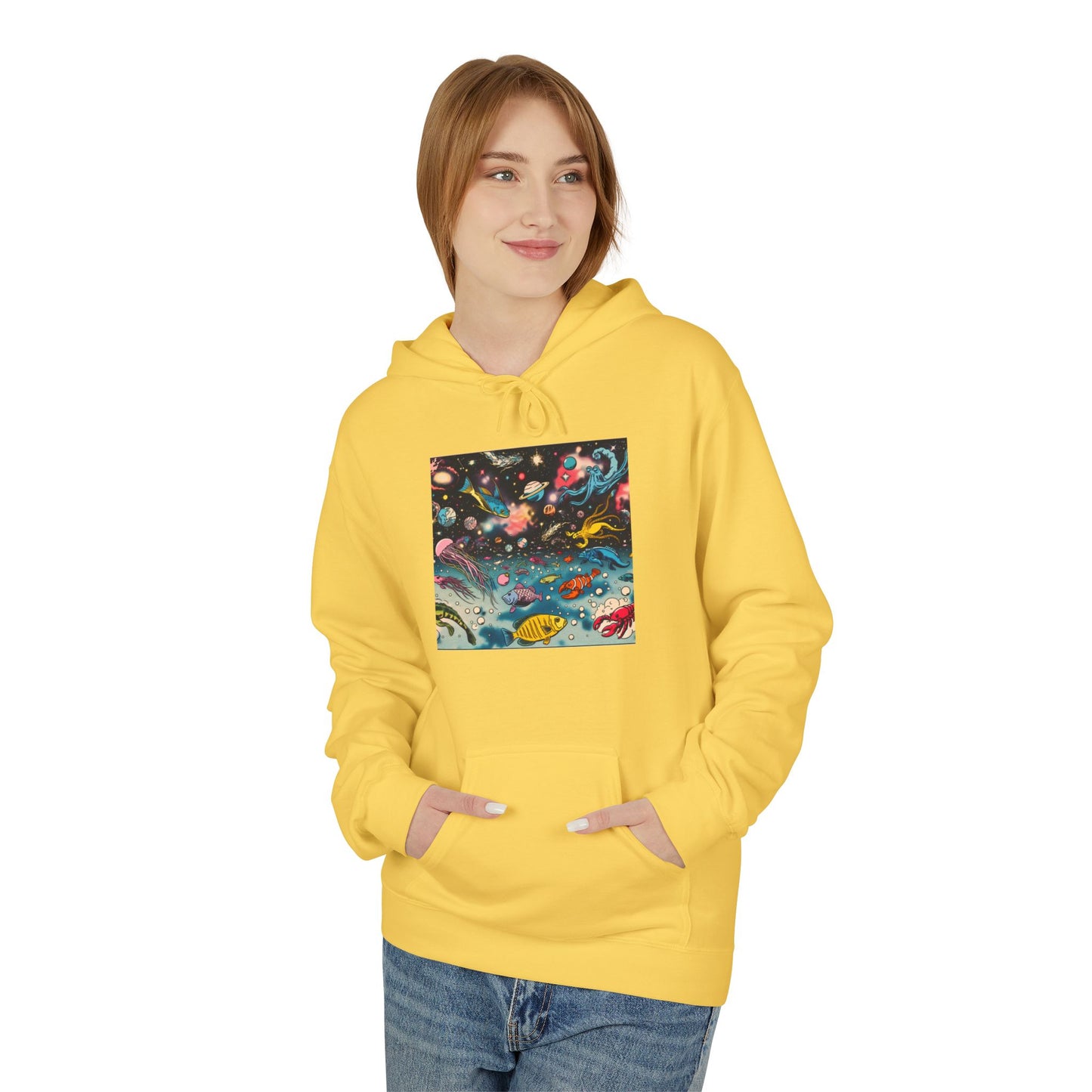 Galactic Dreams Fleece Hoodie, Soft Hoodie for Stargazers, Cozy Universe Apparel, Perfect for Astronomy Lovers, Gift for Space Enthusiasts