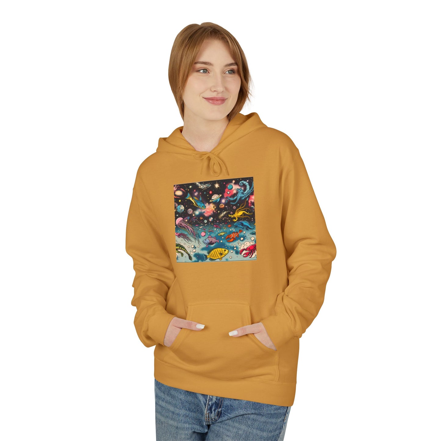 Galactic Dreams Fleece Hoodie, Soft Hoodie for Stargazers, Cozy Universe Apparel, Perfect for Astronomy Lovers, Gift for Space Enthusiasts