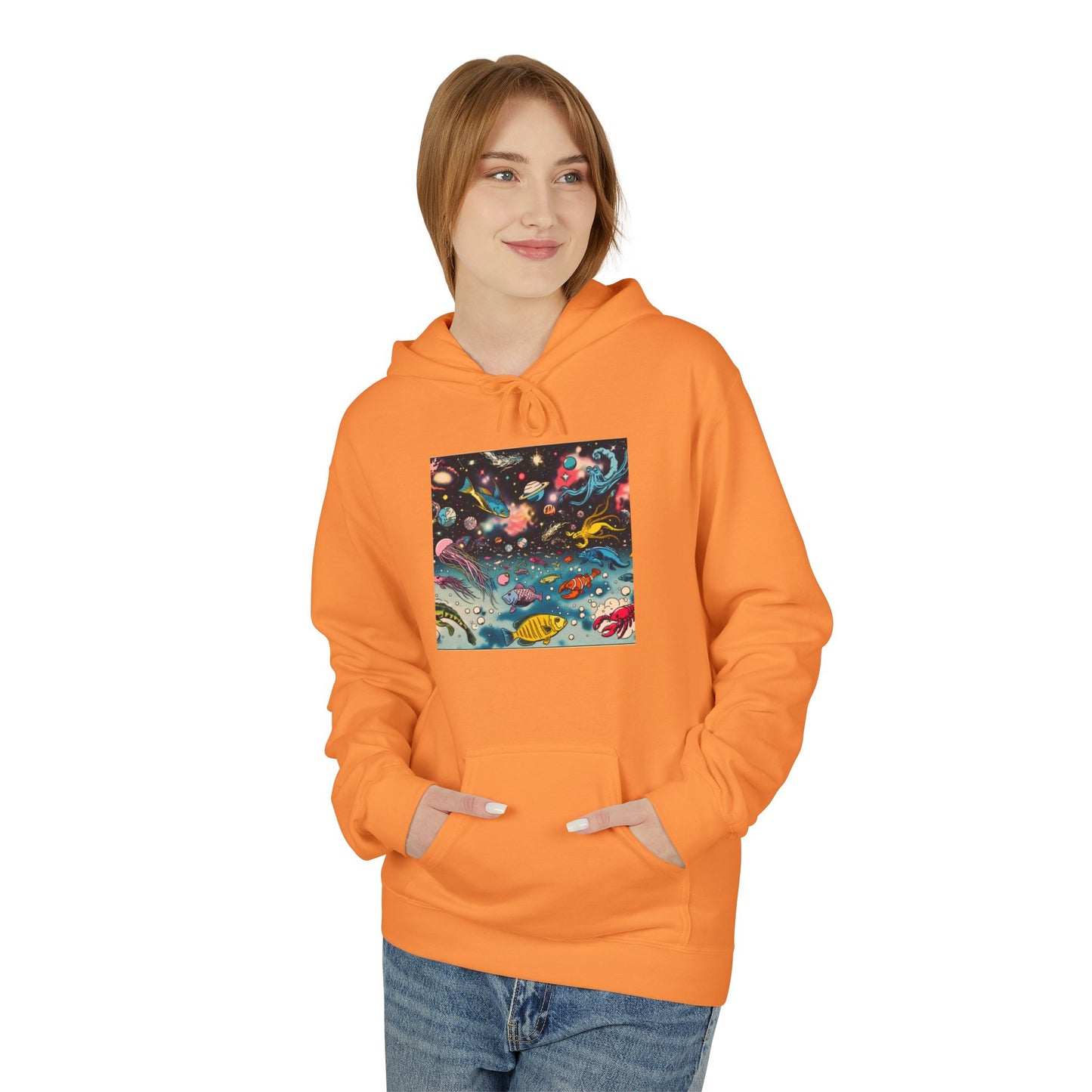 Galactic Dreams Fleece Hoodie, Soft Hoodie for Stargazers, Cozy Universe Apparel, Perfect for Astronomy Lovers, Gift for Space Enthusiasts