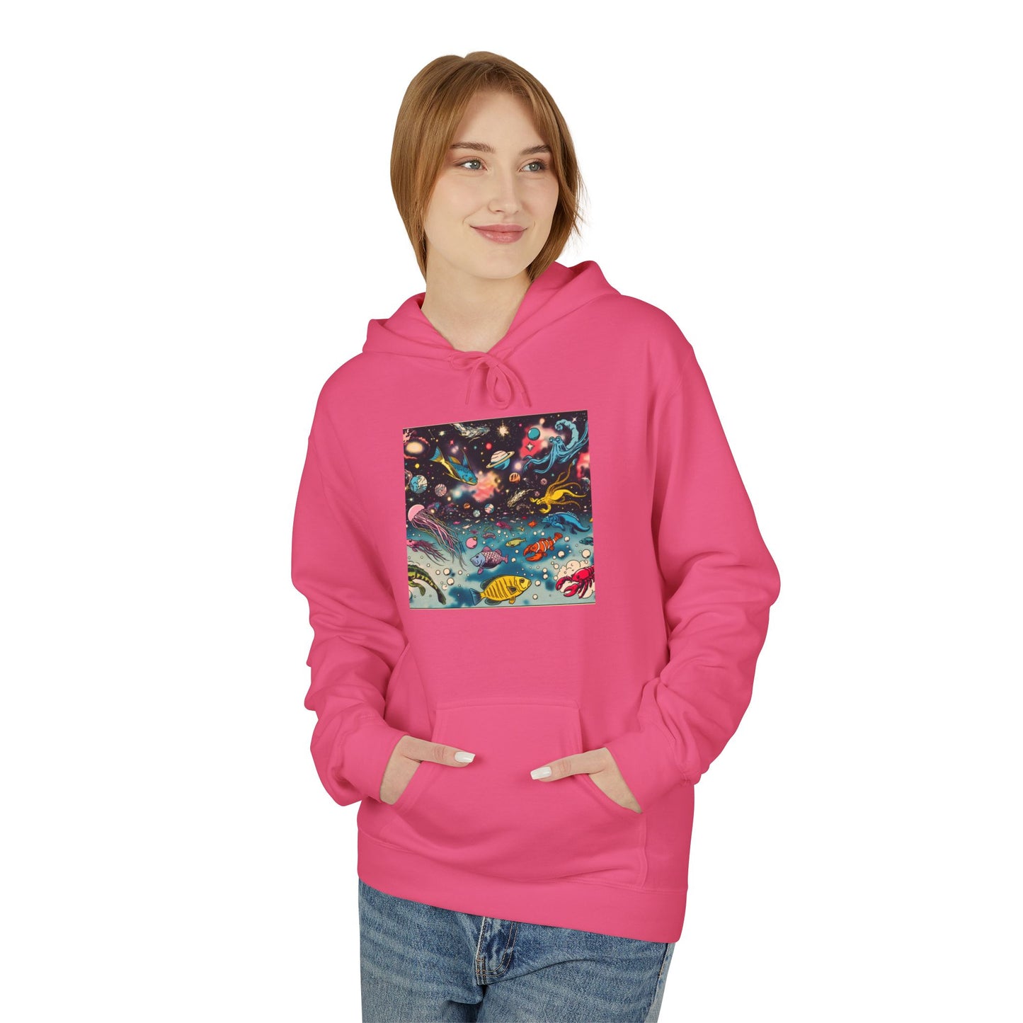 Galactic Dreams Fleece Hoodie, Soft Hoodie for Stargazers, Cozy Universe Apparel, Perfect for Astronomy Lovers, Gift for Space Enthusiasts