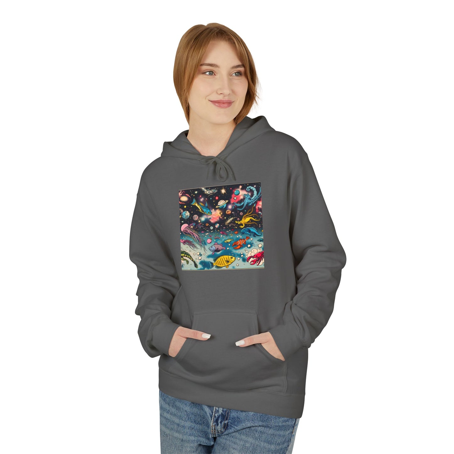 Galactic Dreams Fleece Hoodie, Soft Hoodie for Stargazers, Cozy Universe Apparel, Perfect for Astronomy Lovers, Gift for Space Enthusiasts