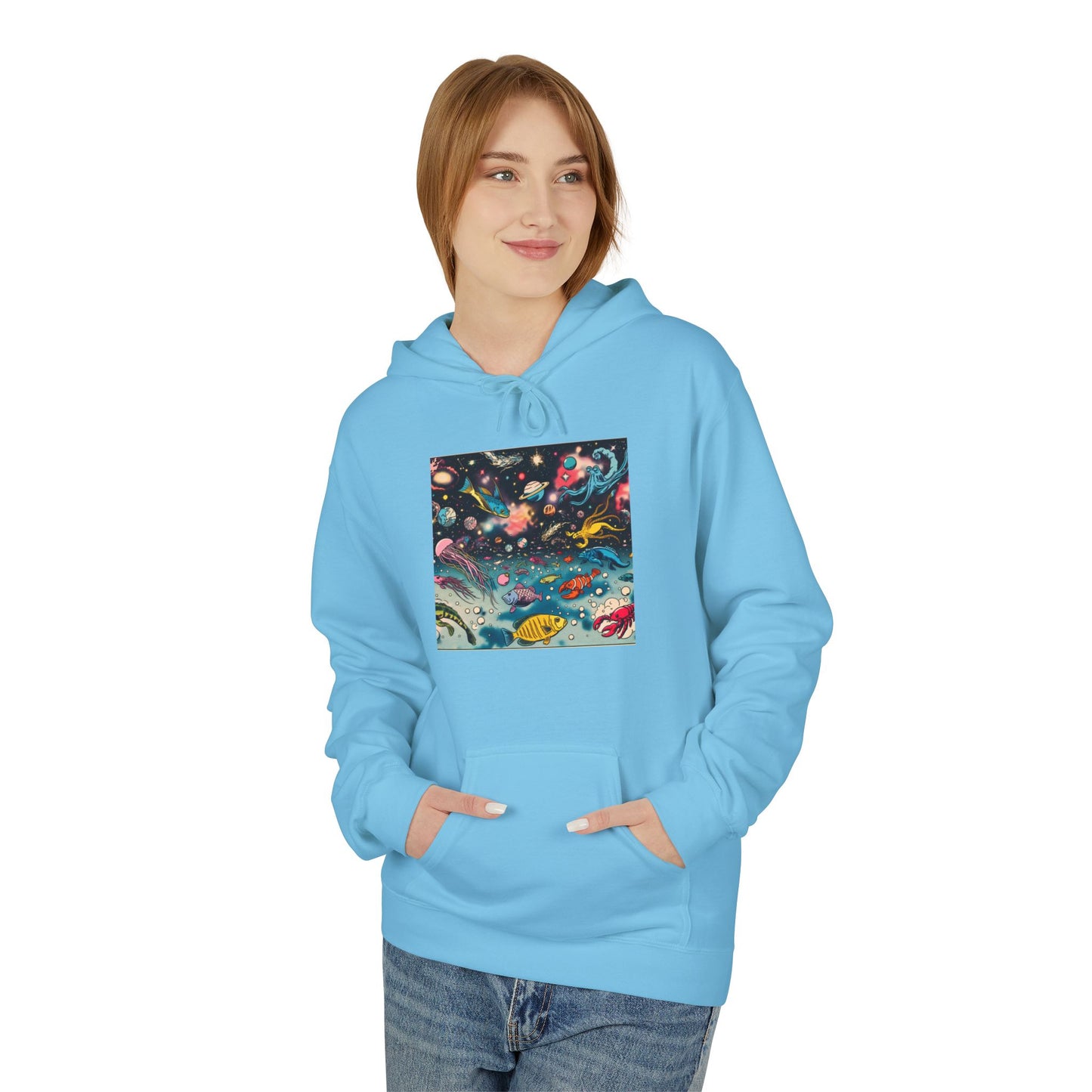 Galactic Dreams Fleece Hoodie, Soft Hoodie for Stargazers, Cozy Universe Apparel, Perfect for Astronomy Lovers, Gift for Space Enthusiasts