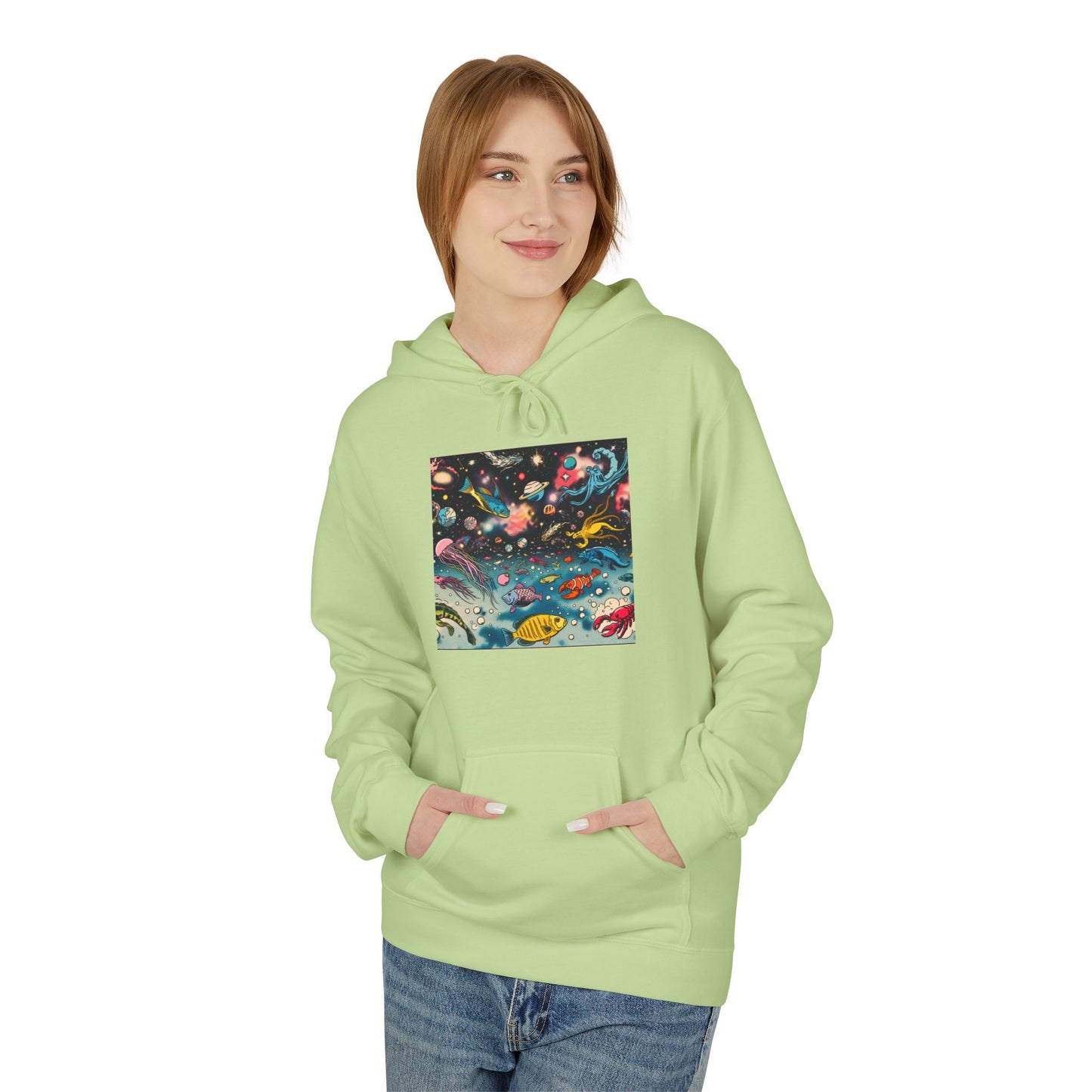 Galactic Dreams Fleece Hoodie, Soft Hoodie for Stargazers, Cozy Universe Apparel, Perfect for Astronomy Lovers, Gift for Space Enthusiasts