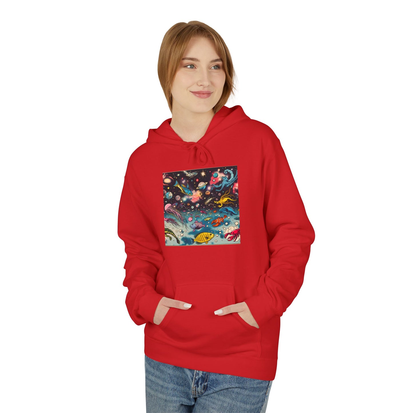 Galactic Dreams Fleece Hoodie, Soft Hoodie for Stargazers, Cozy Universe Apparel, Perfect for Astronomy Lovers, Gift for Space Enthusiasts