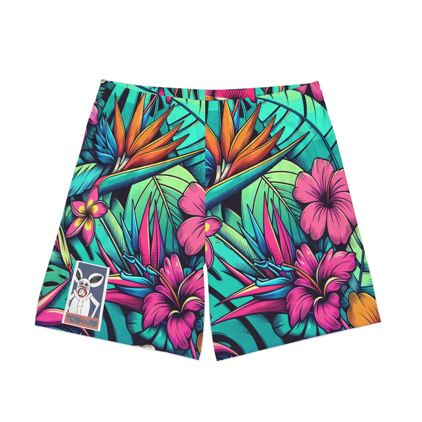 Tidehare Bird of Paradise Flower - Men's Elastic Beach Shorts (Size Large)