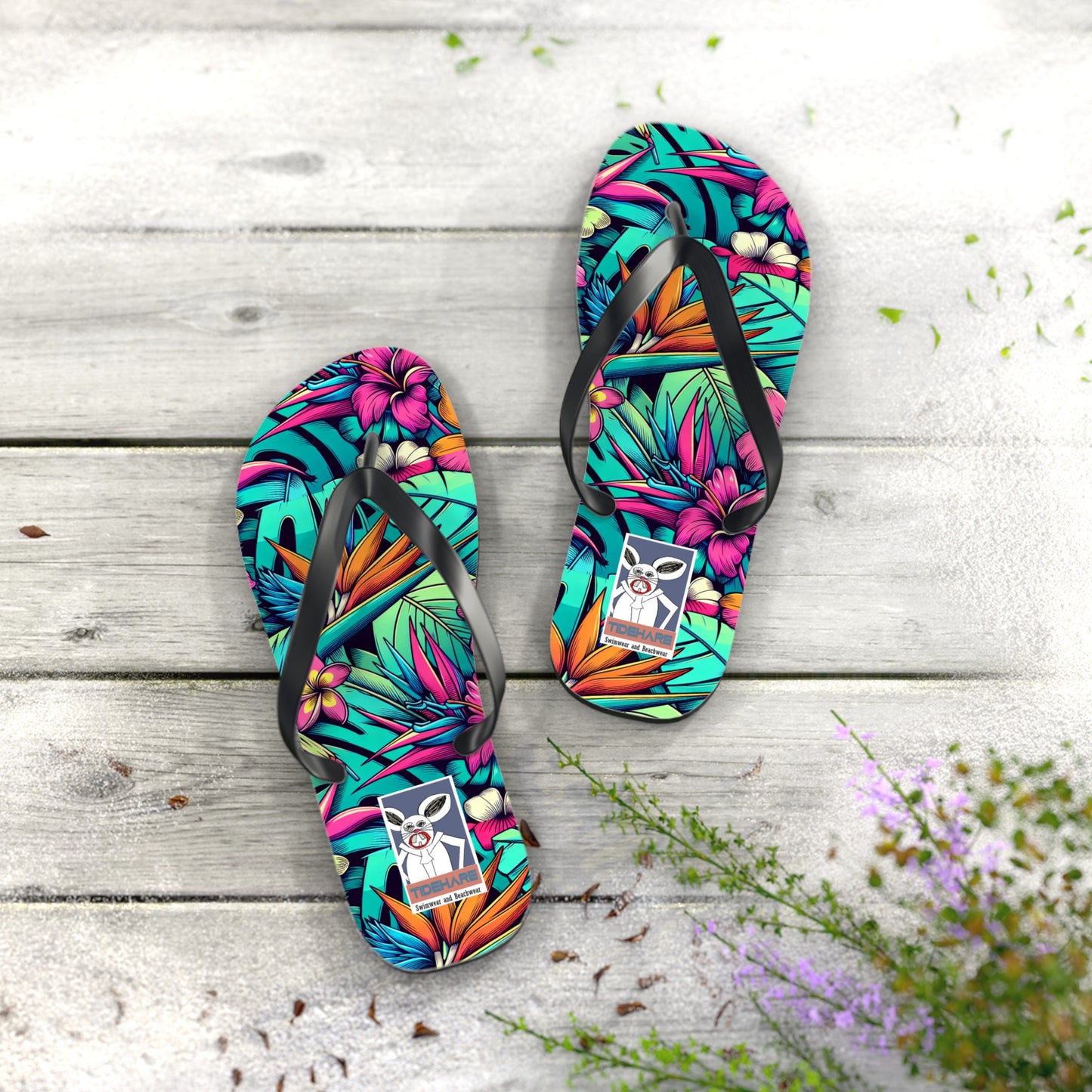 Tidehare Bird of Paradise Flower - Flip Flops (Size Large)