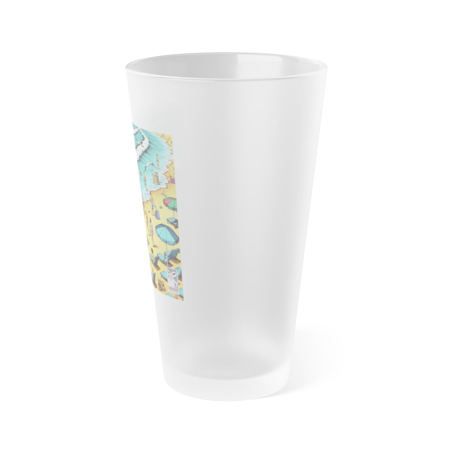 TIDEHARE Beach Scene Frosted Pint Glass