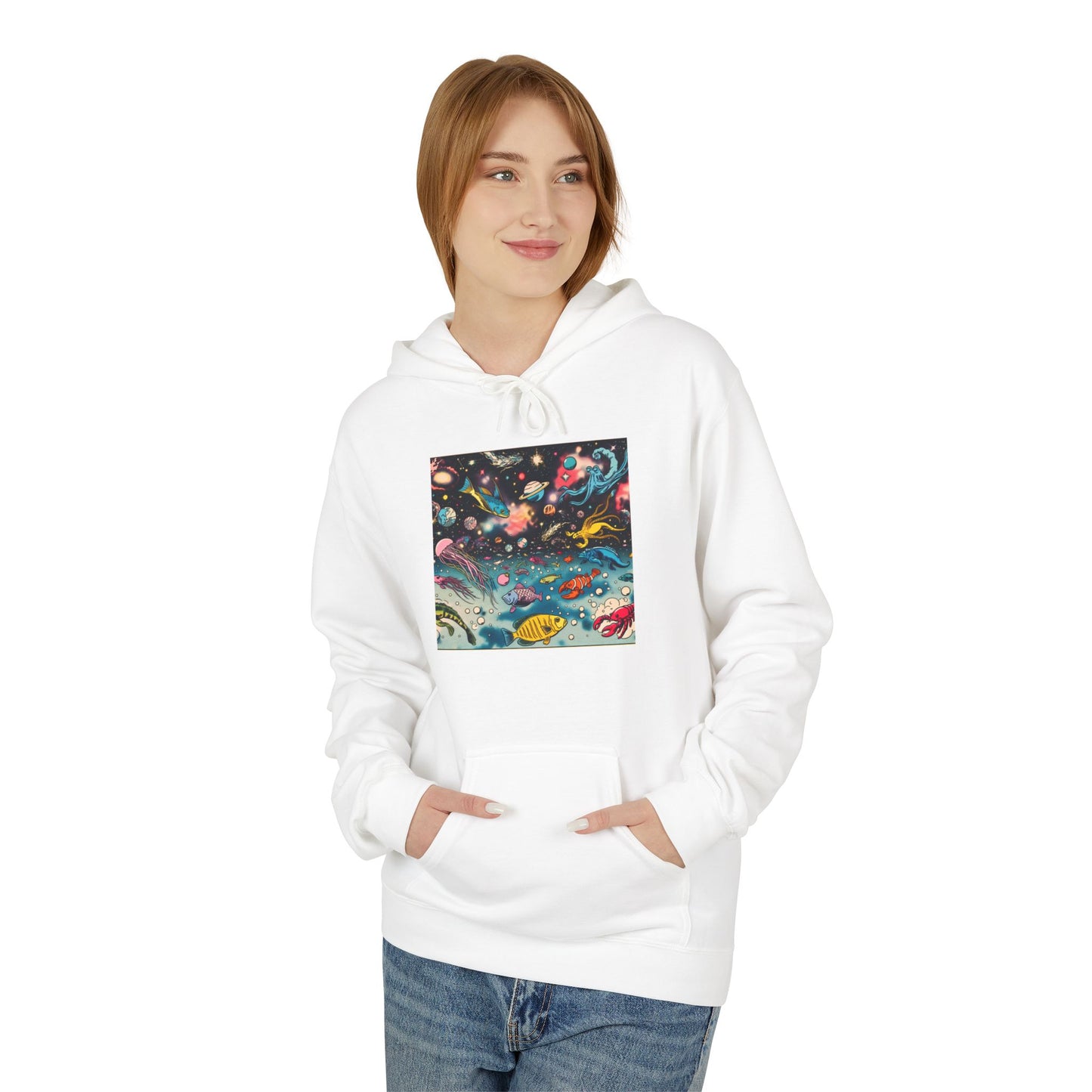 Galactic Dreams Fleece Hoodie, Soft Hoodie for Stargazers, Cozy Universe Apparel, Perfect for Astronomy Lovers, Gift for Space Enthusiasts
