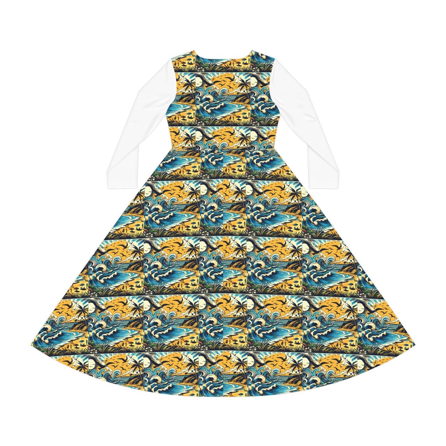 Tidehare The Waves - Women's Long Sleeve Beach Dress (Size Large)